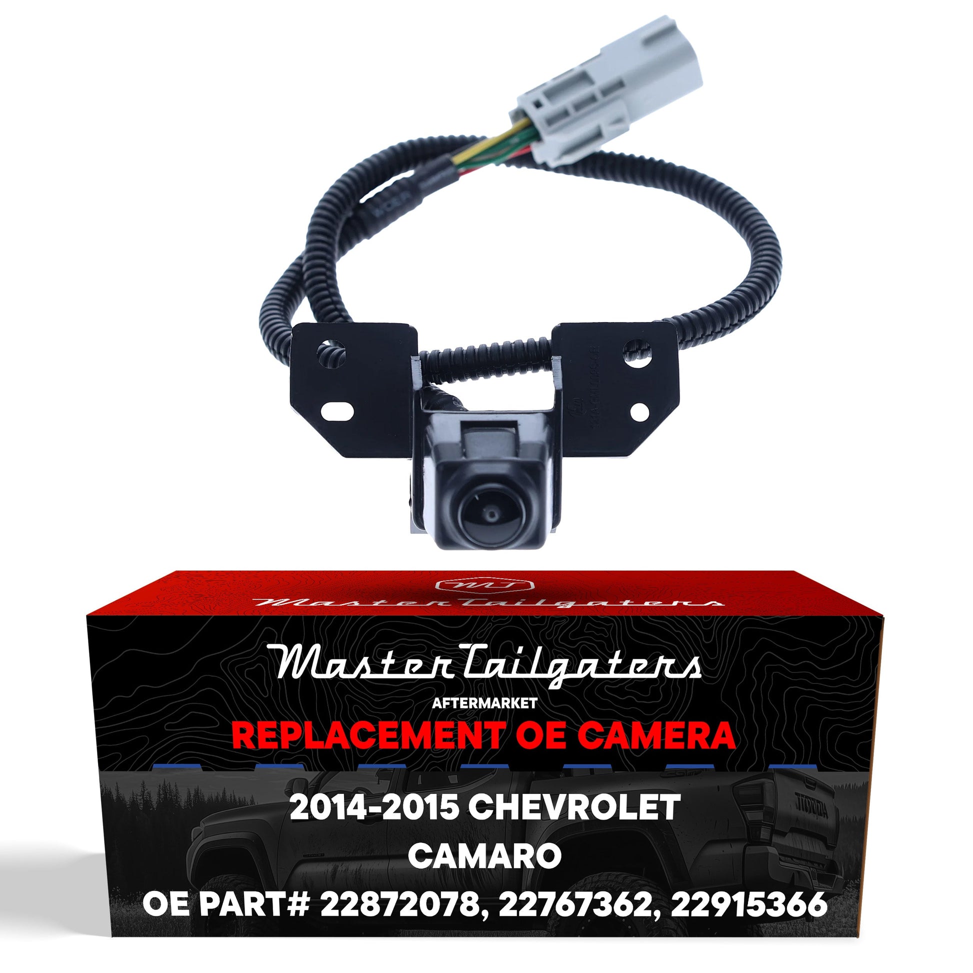 Chevrolet Camaro 2014-2015 OEM backup camera by Master Tailgaters with wiring harness on Tampa Home & Garden Store