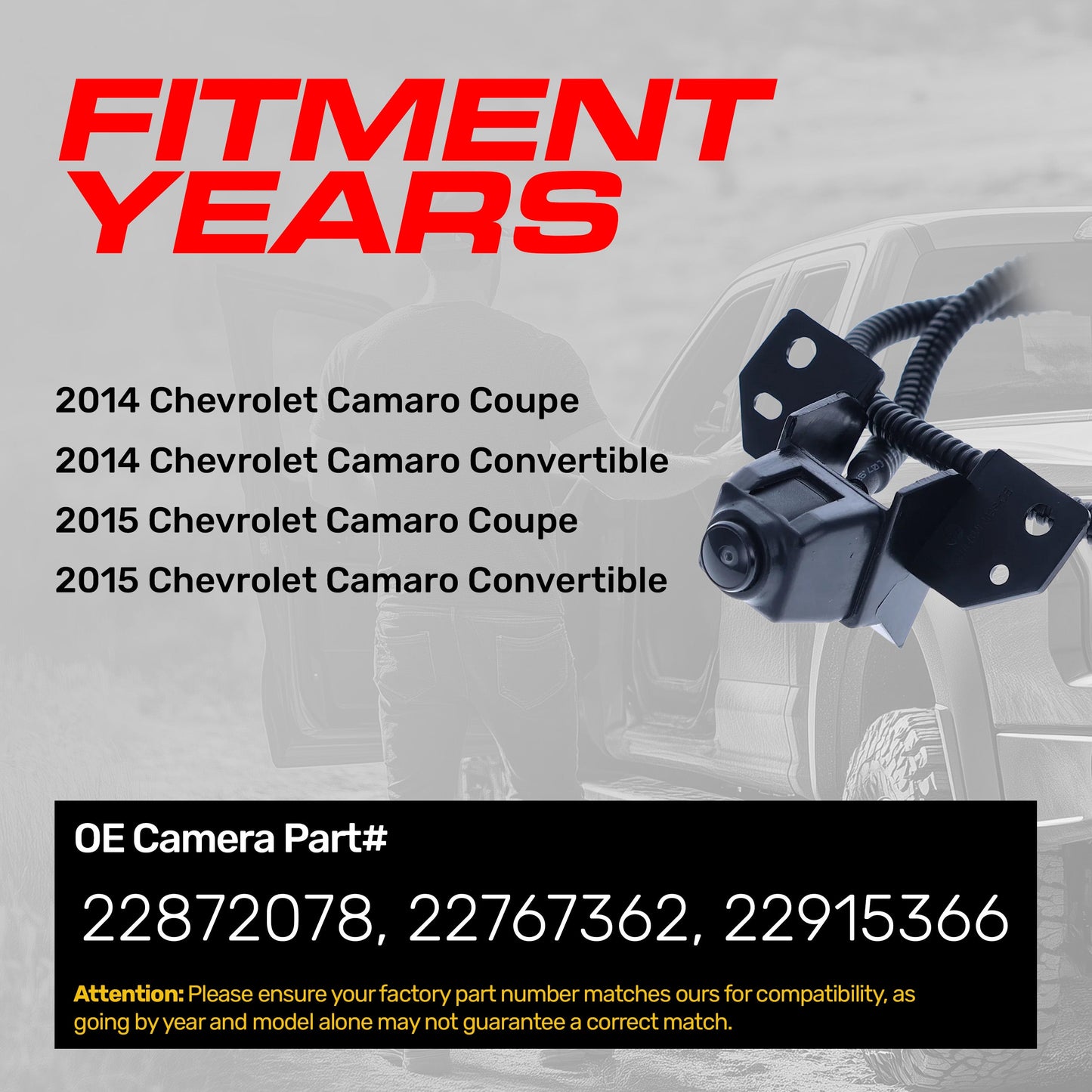 Chevrolet Camaro OEM backup camera for Coupe/Convertible, Master Tailgaters on Tampa Home & Garden Store