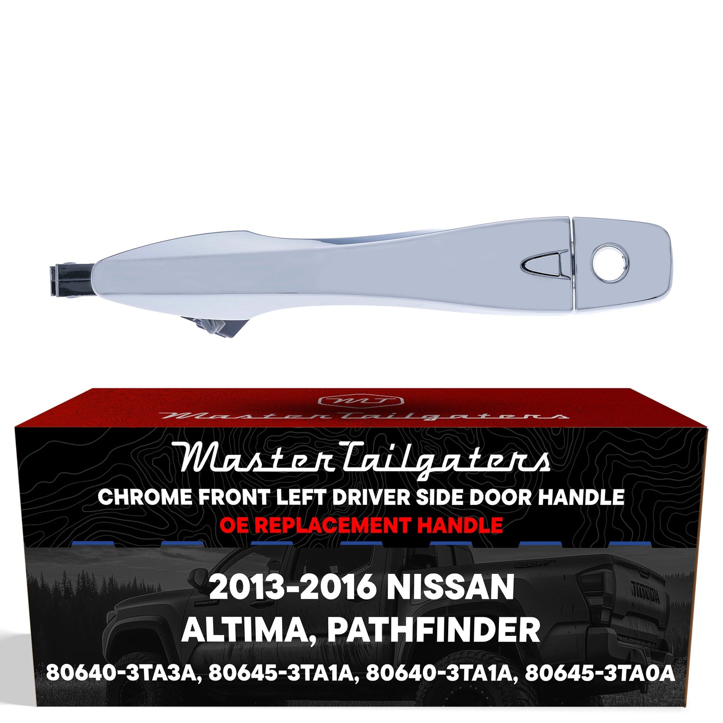 Chrome exterior door handle with keyhole, front left driver side for Nissan Altima/Pathfinder on Tampa Home & Garden Store