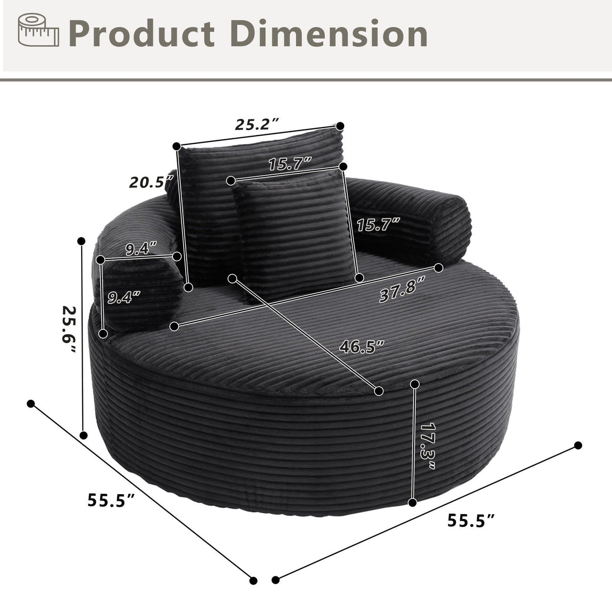 Round Sofa Bed and Pillows for the Living Room