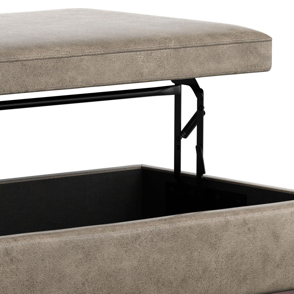 Beige square lift-top coffee table storage ottoman by HouseOfZazla with black metal lift on Tampa Home & Garden Store