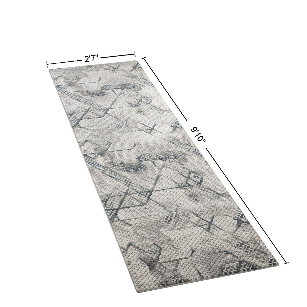 Geometric Gray Area Rug with 3D texture in snake-skin motif on Tampa Home & Garden Store
