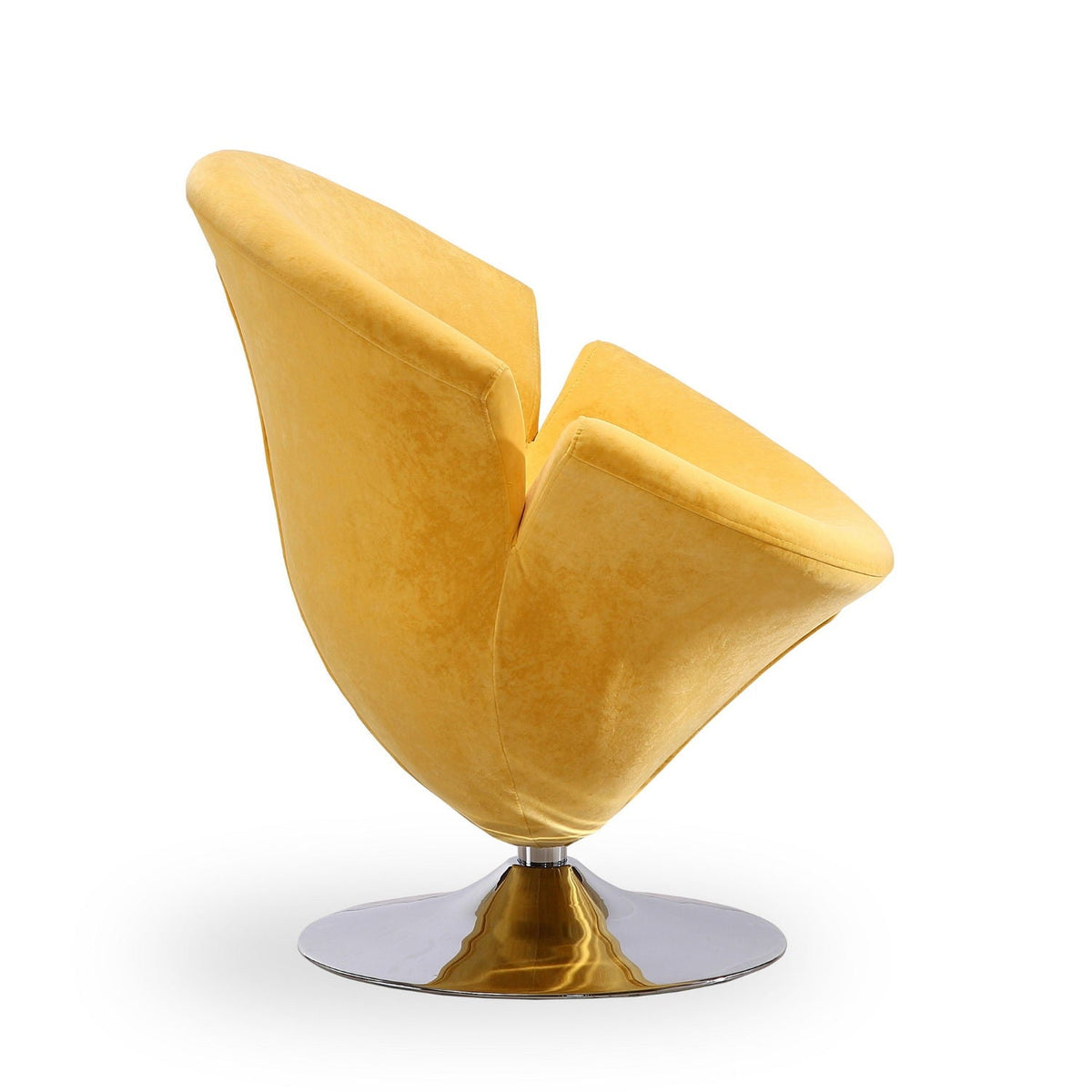 Tulip Swivel Lounge Chair yellow velvet with 360° rotation chrome pedestal base HouseOfZazla on Tampa Home & Garden Store