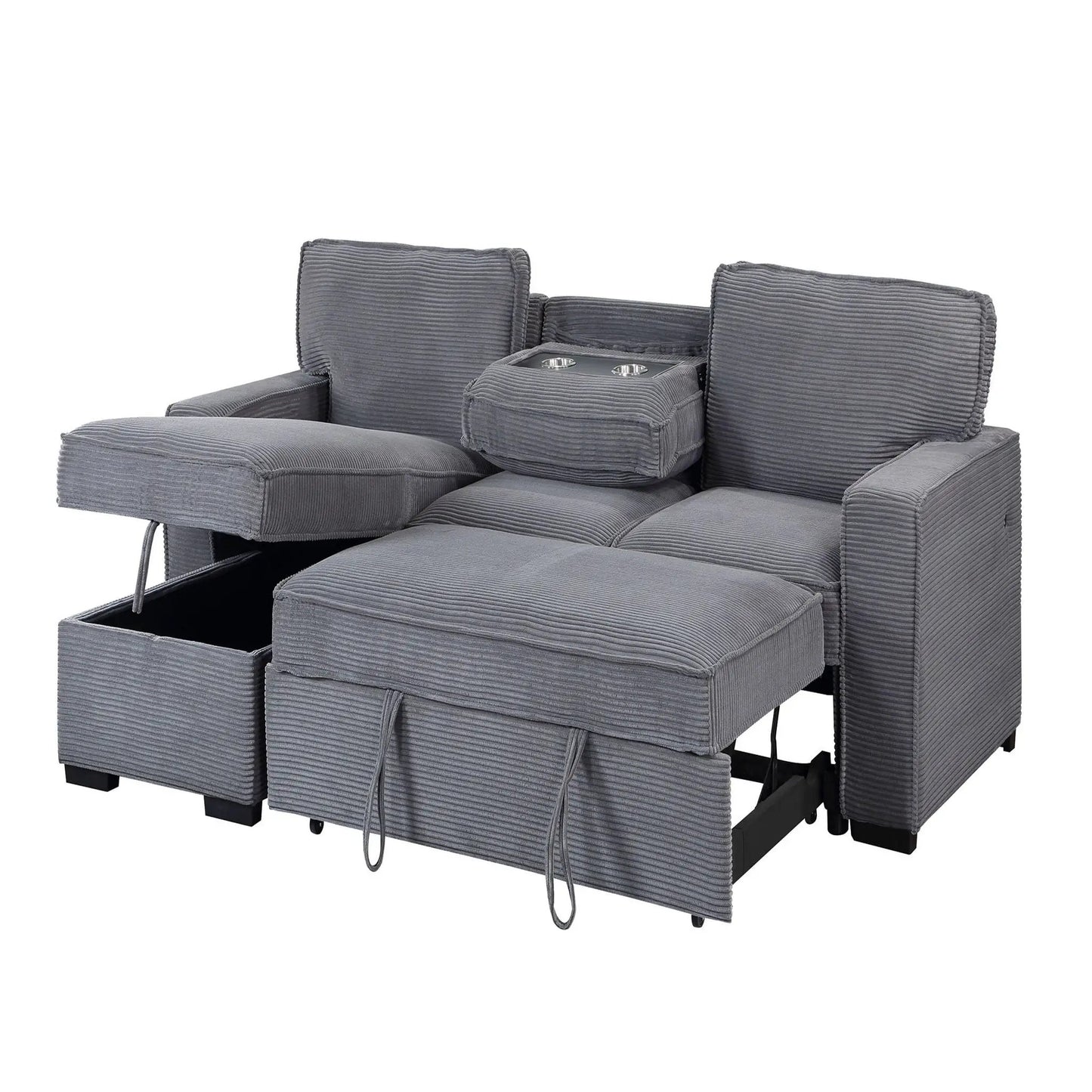 Territory pull-out sofa bed sleeper sectional in dark gray corduroy by Unique Piece Furniture on Tampa Home & Garden Store