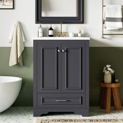 Bathroom Vanity With Ceramic Sink and Cabinet