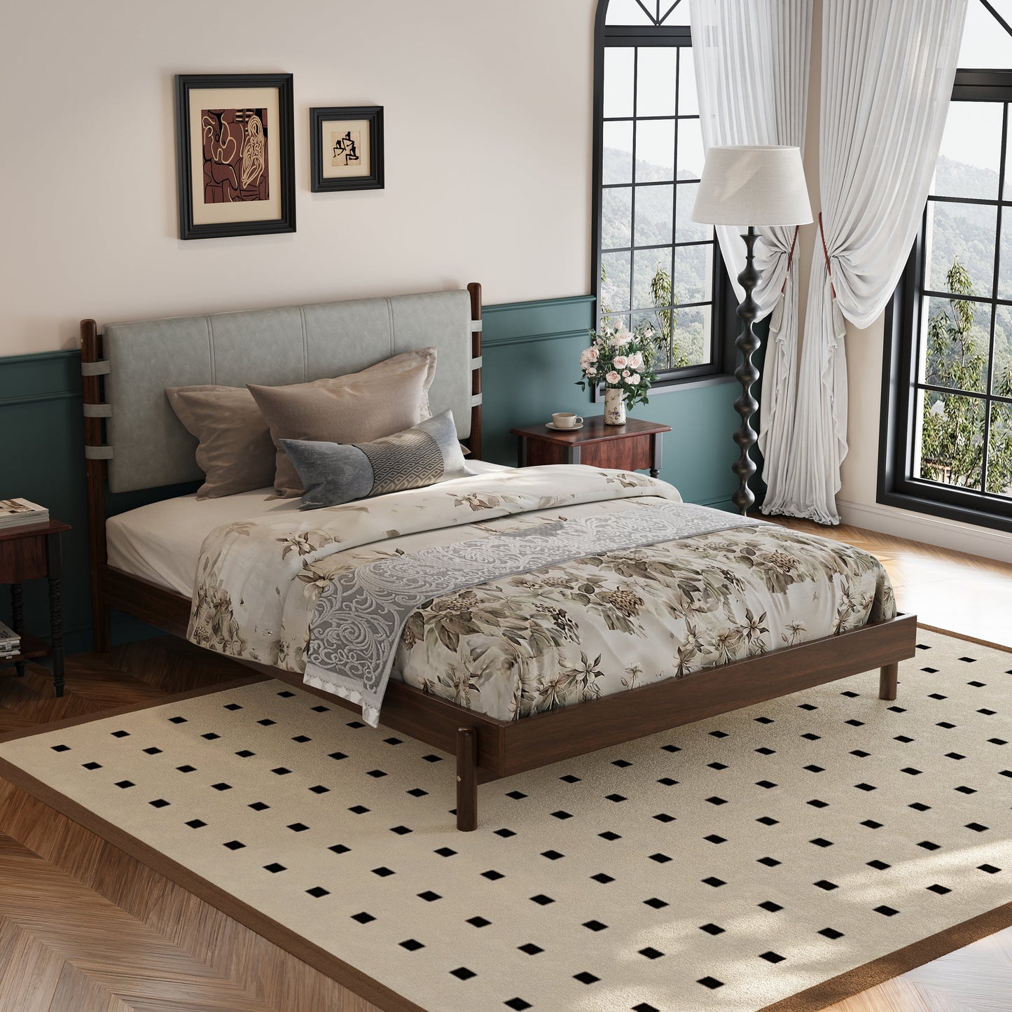 Premium Rubber Wood Platform Bed and Slats