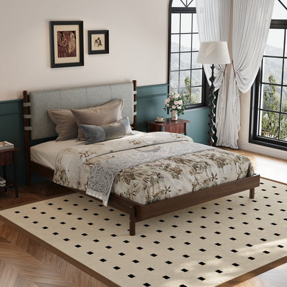 Premium Rubber Wood Platform Bed and Slats
