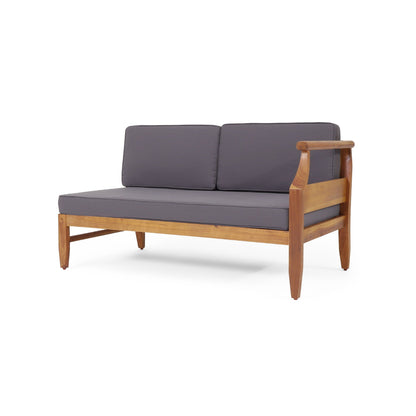 Aston 2-piece outdoor sofa with dark gray water-resistant cushions on wood frame HouseOfZazla on Tampa Home & Garden Store