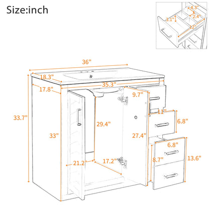 Bathroom vanity with sink by HouseOfZazla; freestanding cabinet with 3 drawers and soft-close doors on Tampa Home & Garden Store