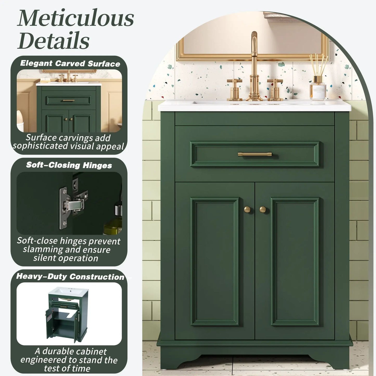 Bathroom Vanity With Integrated Sink and Cabinet