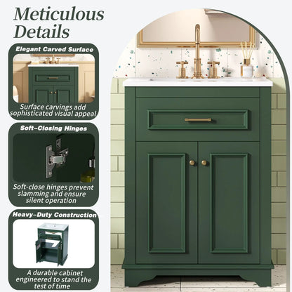 Bathroom Vanity With Integrated Sink and Cabinet