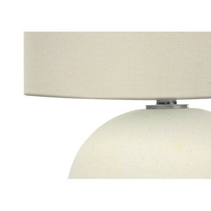 Cream ceramic table lamp with speckled base and fabric drum shade by Unique Piece Furniture on Tampa Home & Garden Store