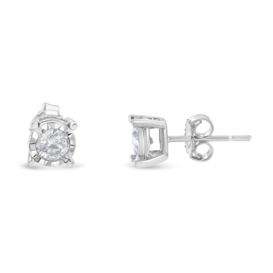 Earrings .925 Sterling Silver diamond stud 1/2 Cttw round brilliant-cut Miracle Set by Bids.com on Tampa Home & Garden Store