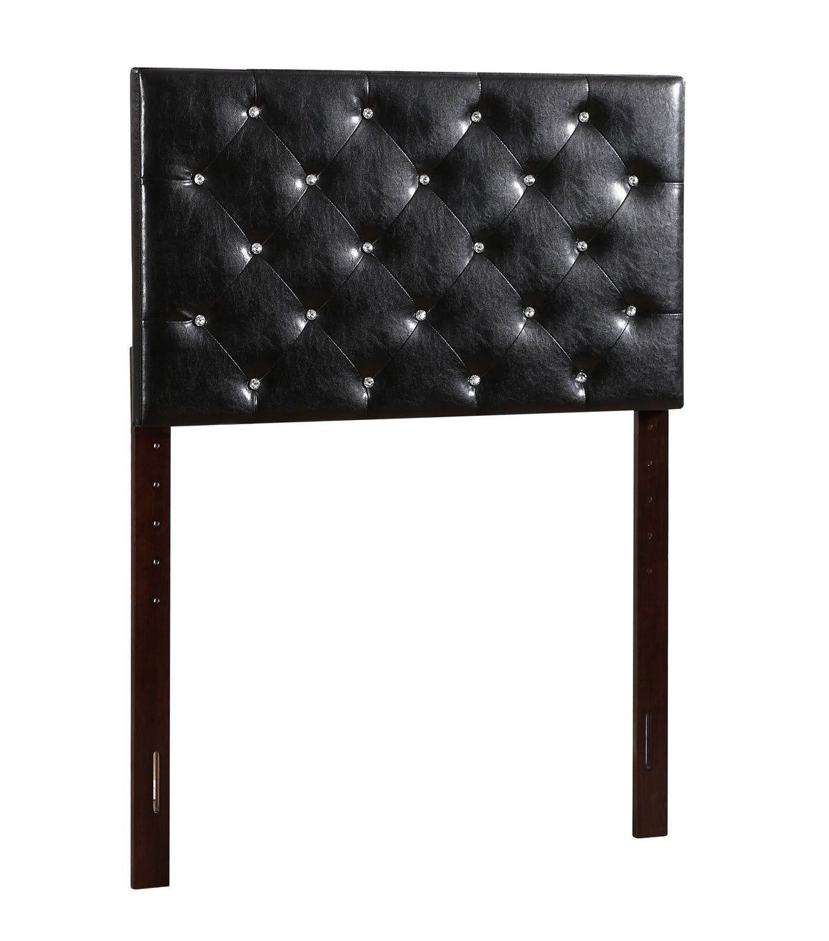 Upholstered headboard black faux leather with diamond tufting and crystal buttons HouseOfZazla on Tampa Home & Garden Store