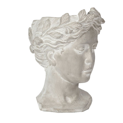 Greek Style Cement Head Planter Indoor Gray