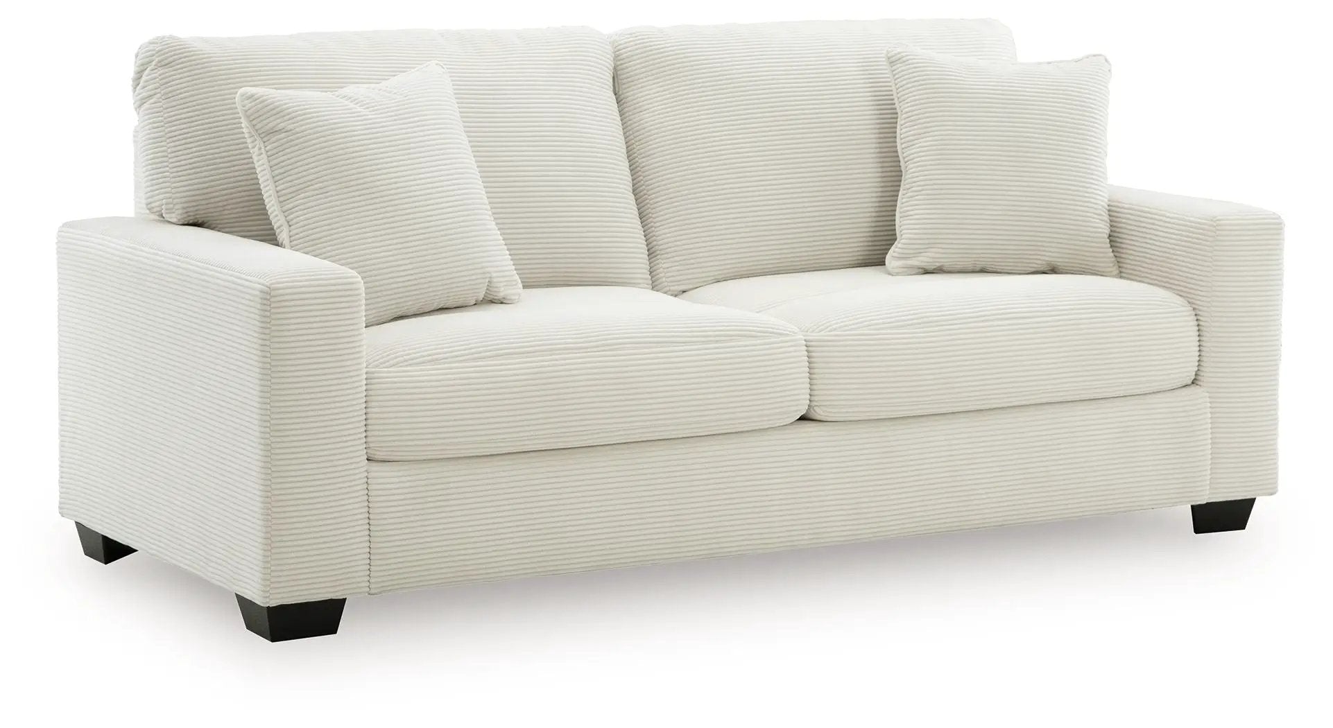 Greenbriar sofa cream corduroy stationary sofa with three cushions Unique Piece Furniture on Tampa Home & Garden Store