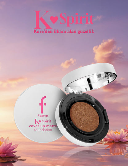 Flormar K-Spirit cover up semi-matte cushion foundation in open compact with brown cushion inside on Tampa Home & Garden Store