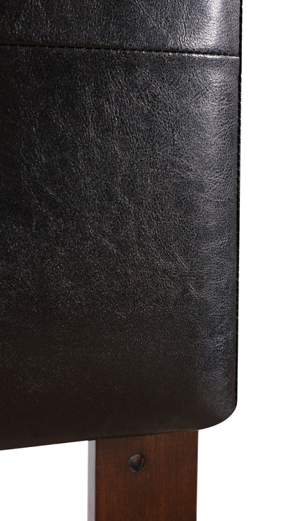 Upholstered headboard black faux leather with visible seam and wooden leg by HouseOfZazla on Tampa Home & Garden Store