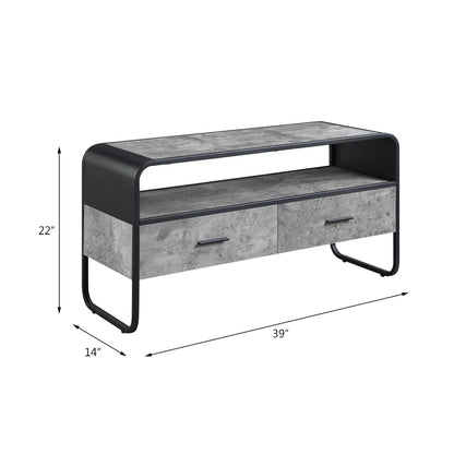 Raziela TV Stand & Storage by HouseOfZazla; concrete gray panels, black metal frame, 39 in wide on Tampa Home & Garden Store
