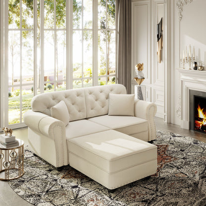 Upholstered Sofa Set with Nailhead and Pillows