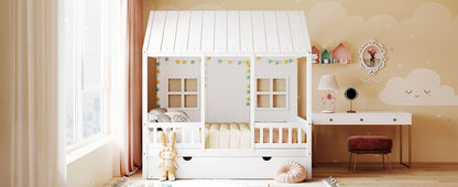 Kids House Bed With Twin Trundle and Daybed