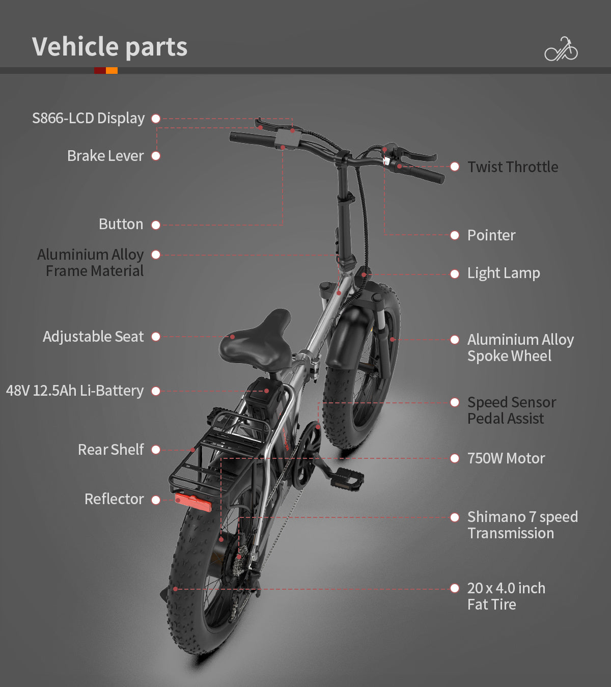 Foldable Electric Fat Tire Bike 20 Inch UpTrend Deals, aluminum frame, dual disc brakes on Tampa Home & Garden Store