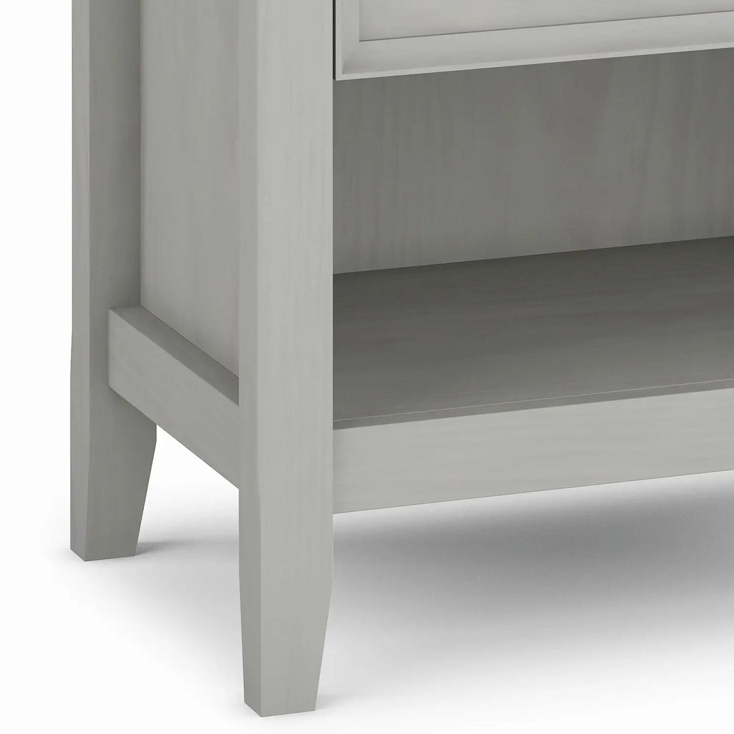 Amherst bedside table handcrafted, gray wood finish with open lower shelf on Tampa Home & Garden Store