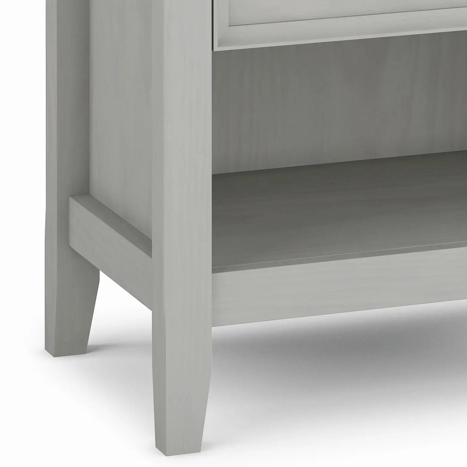 Amherst bedside table handcrafted, gray wood finish with open lower shelf on Tampa Home & Garden Store