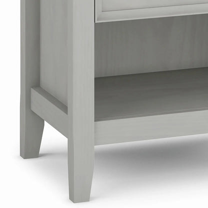 Amherst bedside table handcrafted, gray wood finish with open lower shelf on Tampa Home & Garden Store
