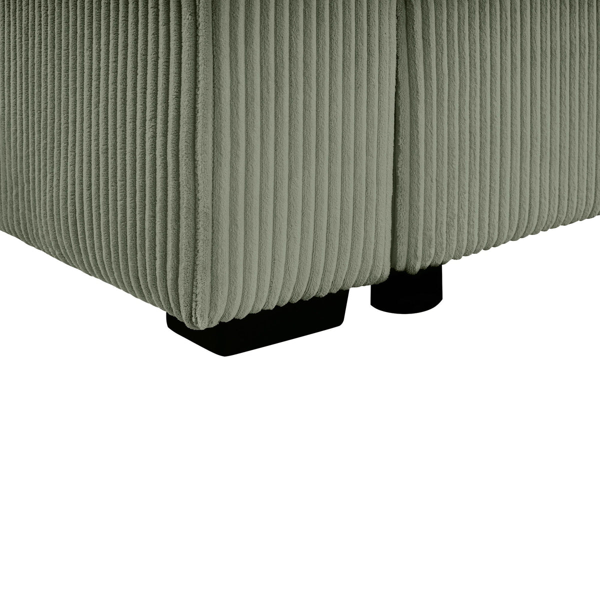 Oversized sectional sofa gray corded upholstery close-up with black legs HouseOfZazla on Tampa Home & Garden Store