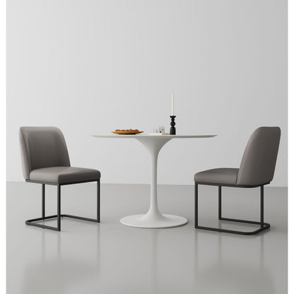 Serena Dining Chair with Geometric Metal Base, gray upholstery, 2 chairs by HouseOfZazla on Tampa Home & Garden Store