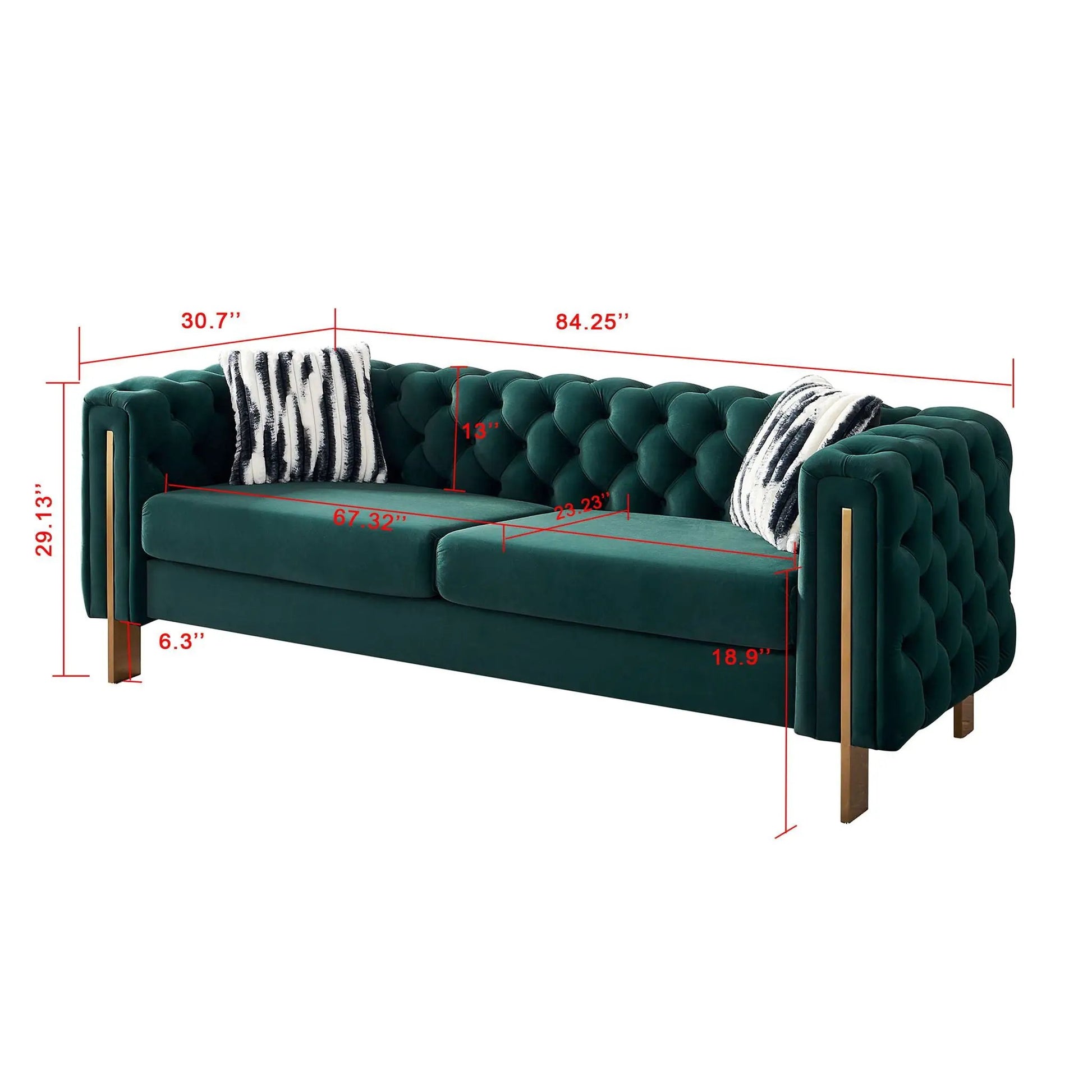 Chesterfield Modern Tufted Living Room Sofa teal velvet 84.25W by Unique Piece Furniture on Tampa Home & Garden Store
