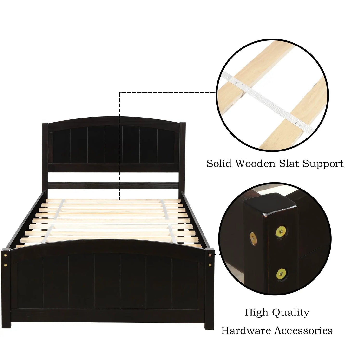Platform Bed and Headboard With Footboard Slats