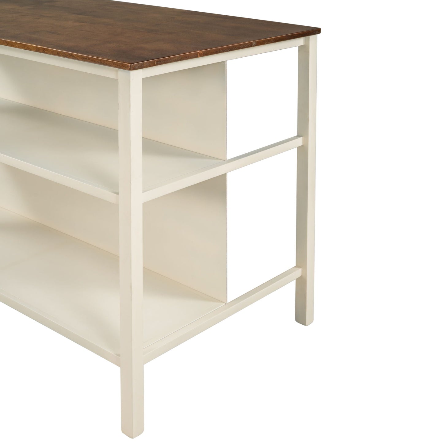 Rustic Kitchen Island and Two Wooden Bar Stools