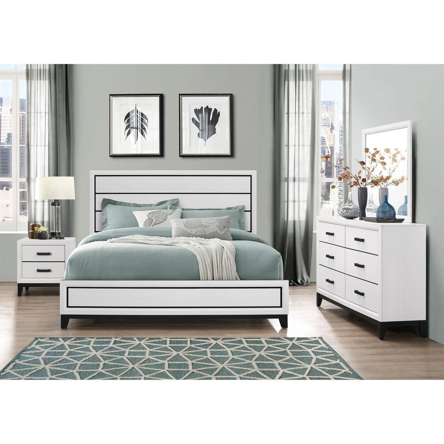 Mirage 5 Piece Bedroom Set In Durable Rubber Wood