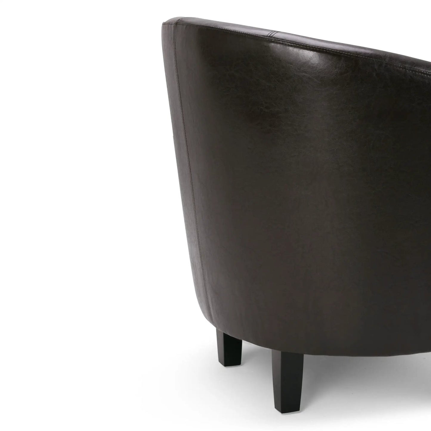 Austin Transitional Tub Chair leather upholstery in dark brown with black wooden legs on Tampa Home & Garden Store