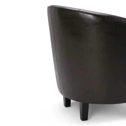 Austin Transitional Tub Chair leather upholstery in dark brown with black wooden legs on Tampa Home & Garden Store