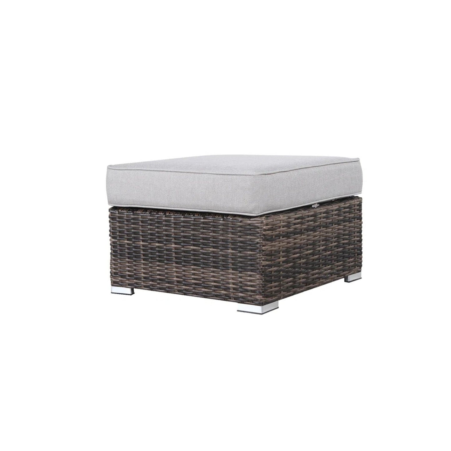 Premium Outdoor Wicker Ottoman and Cushion Set