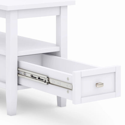 Warm Shaker handcrafted coffee table in white with visible metal drawer slides on Tampa Home & Garden Store