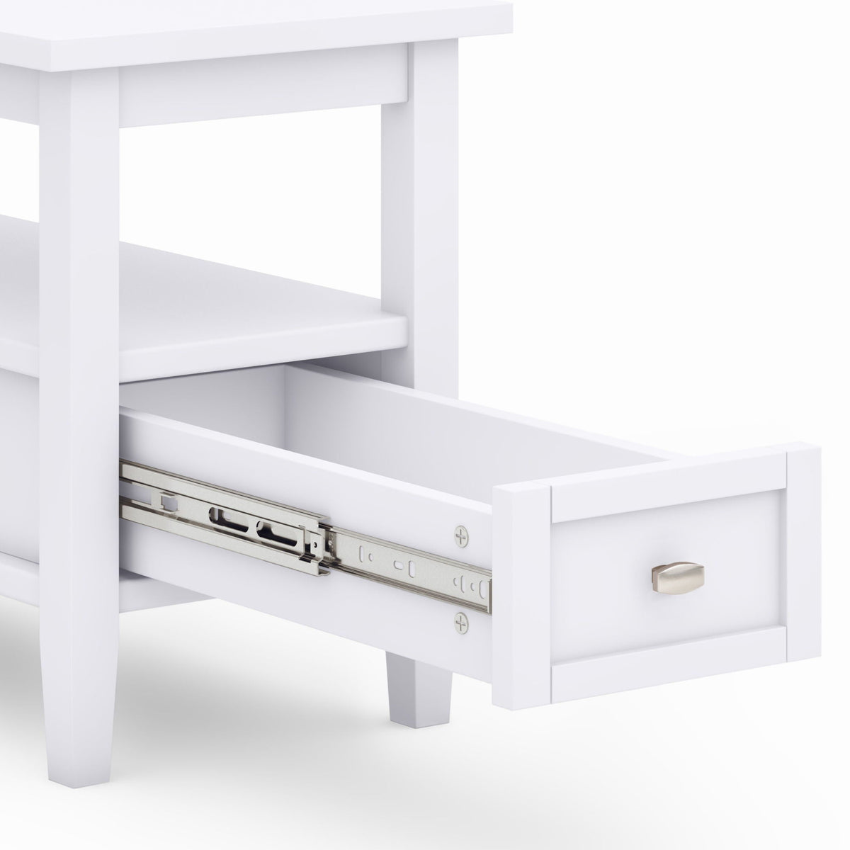 Warm Shaker Coffee Table with Drawer and Shelf by HouseOfZazla, white, metal drawer slides on Tampa Home & Garden Store