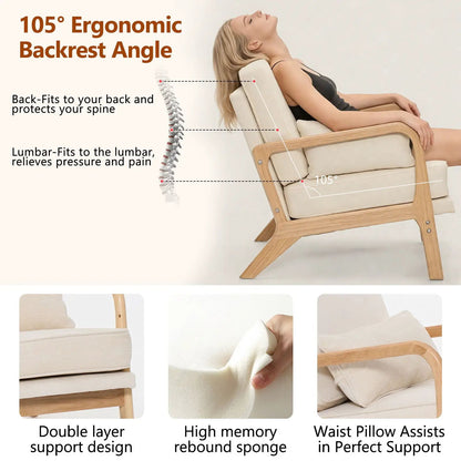 Upholstered Living Room Chair With Lumbar Cushion