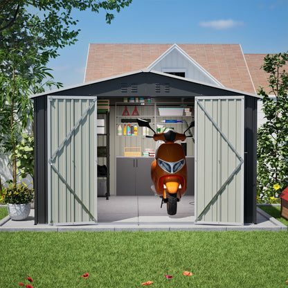 A Large Outdoor Metal Shed For Home And Garden