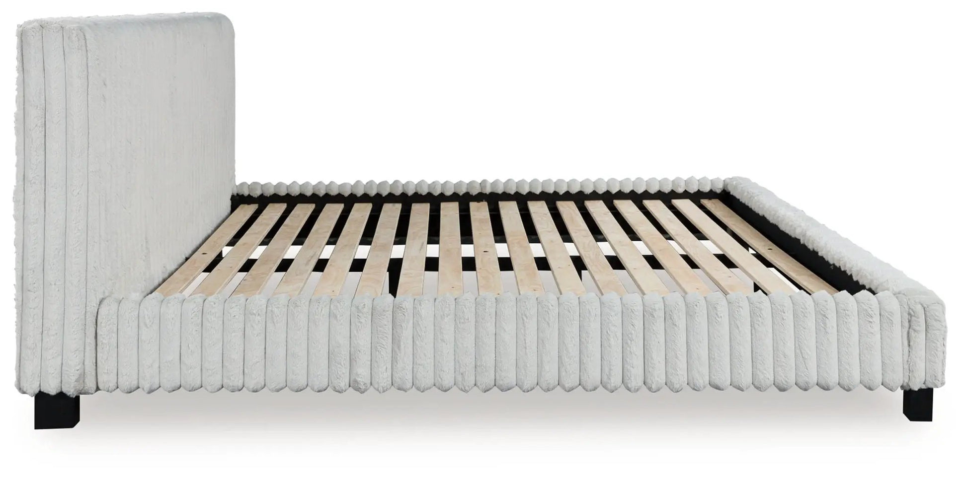 Zuraleus upholstered bed by Unique Piece Furniture in white fabric with wood slats on Tampa Home & Garden Store