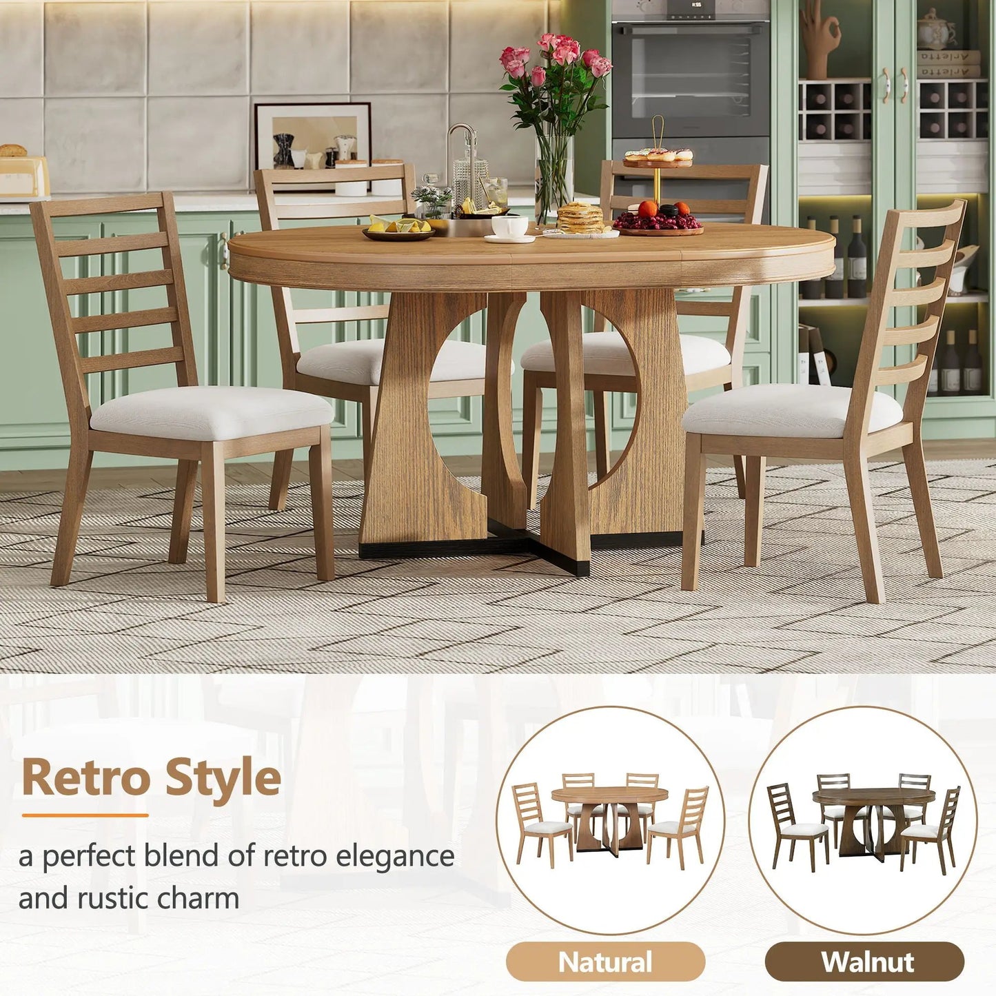 Round Dining Table Set for 4 with Chairs