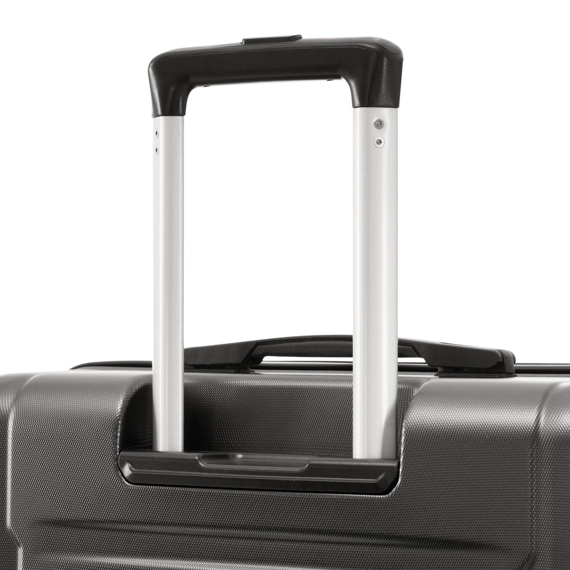 HouseOfZazla 2pc luggage set retractable aluminum handles on a black textured ABS suitcase on Tampa Home & Garden Store