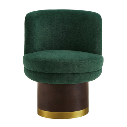 Round Swivel Accent Chair emerald green velvet with ergonomic backrest Swing Chair on Tampa Home & Garden Store