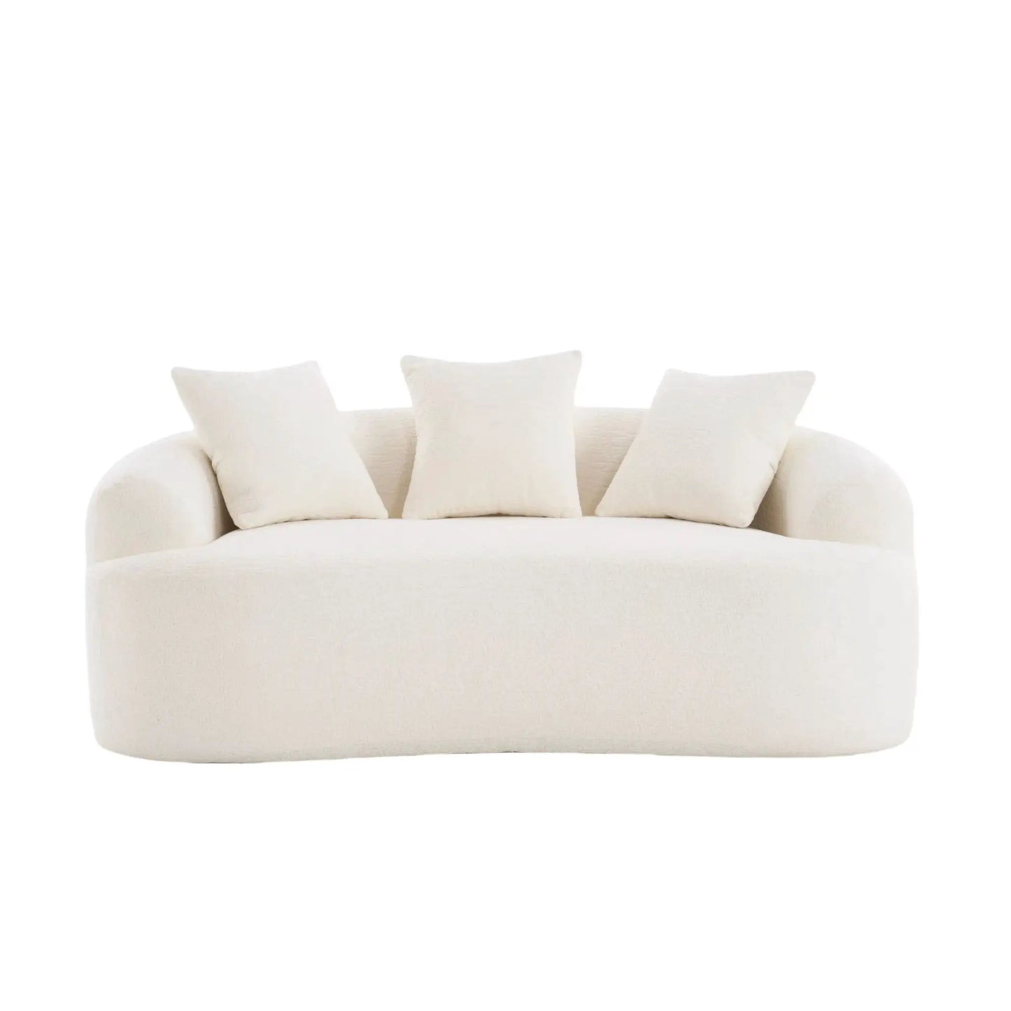 Loveseat sofa white boucle fabric, compact stationary design with plush cushions for small rooms on Tampa Home & Garden Store