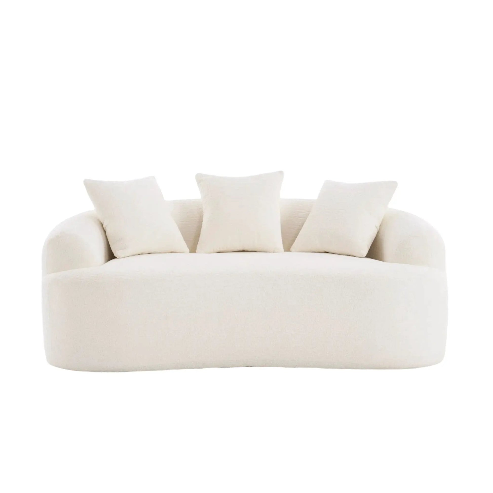 Loveseat sofa white boucle fabric, compact stationary design with plush cushions for small rooms on Tampa Home & Garden Store