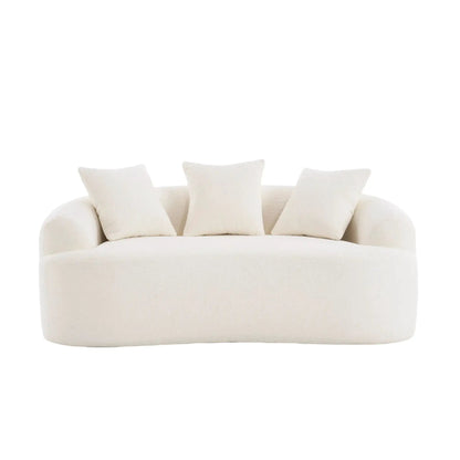 Loveseat sofa white boucle fabric, compact stationary design with plush cushions for small rooms on Tampa Home & Garden Store