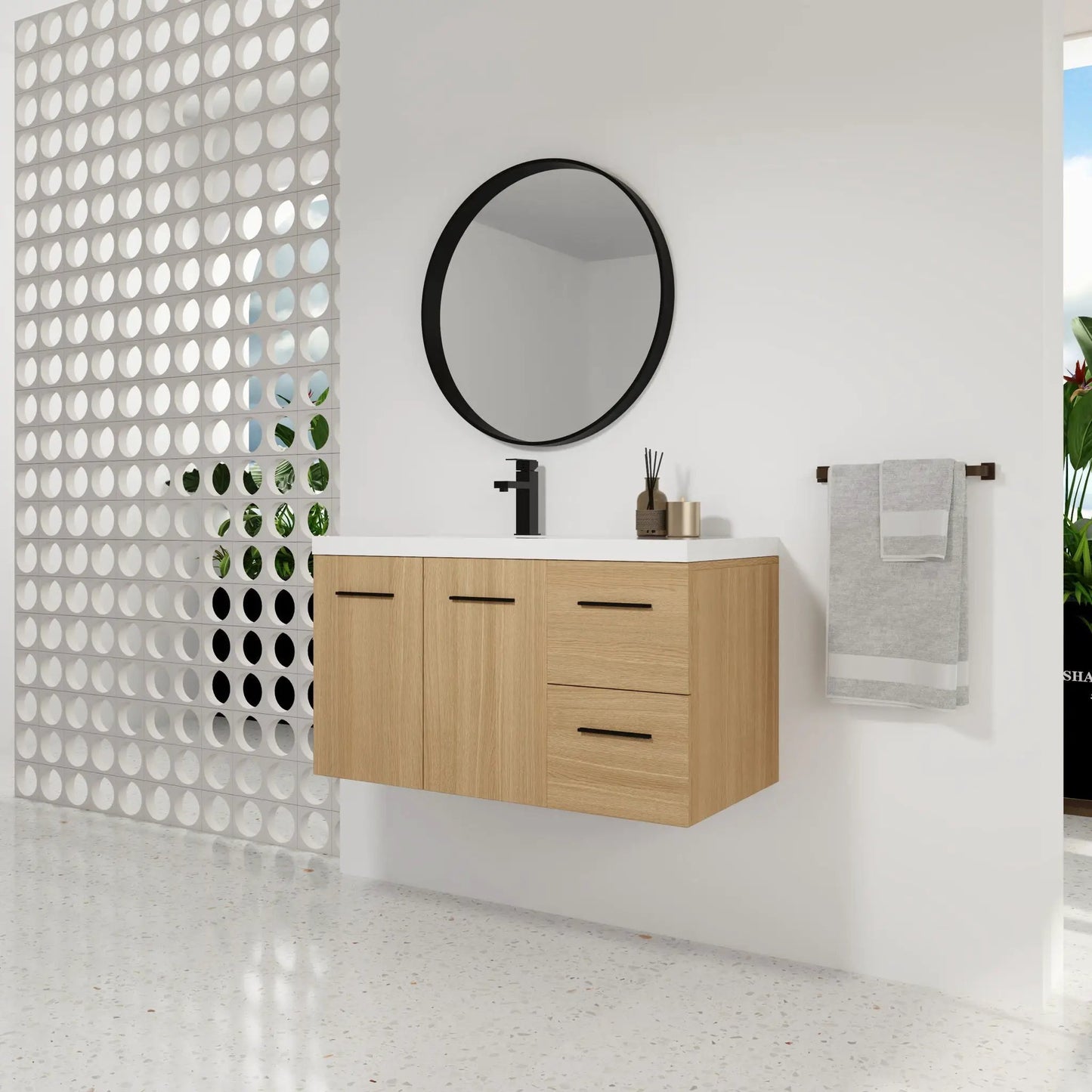Wall Mounted Floating Vanity Sink and Drawers